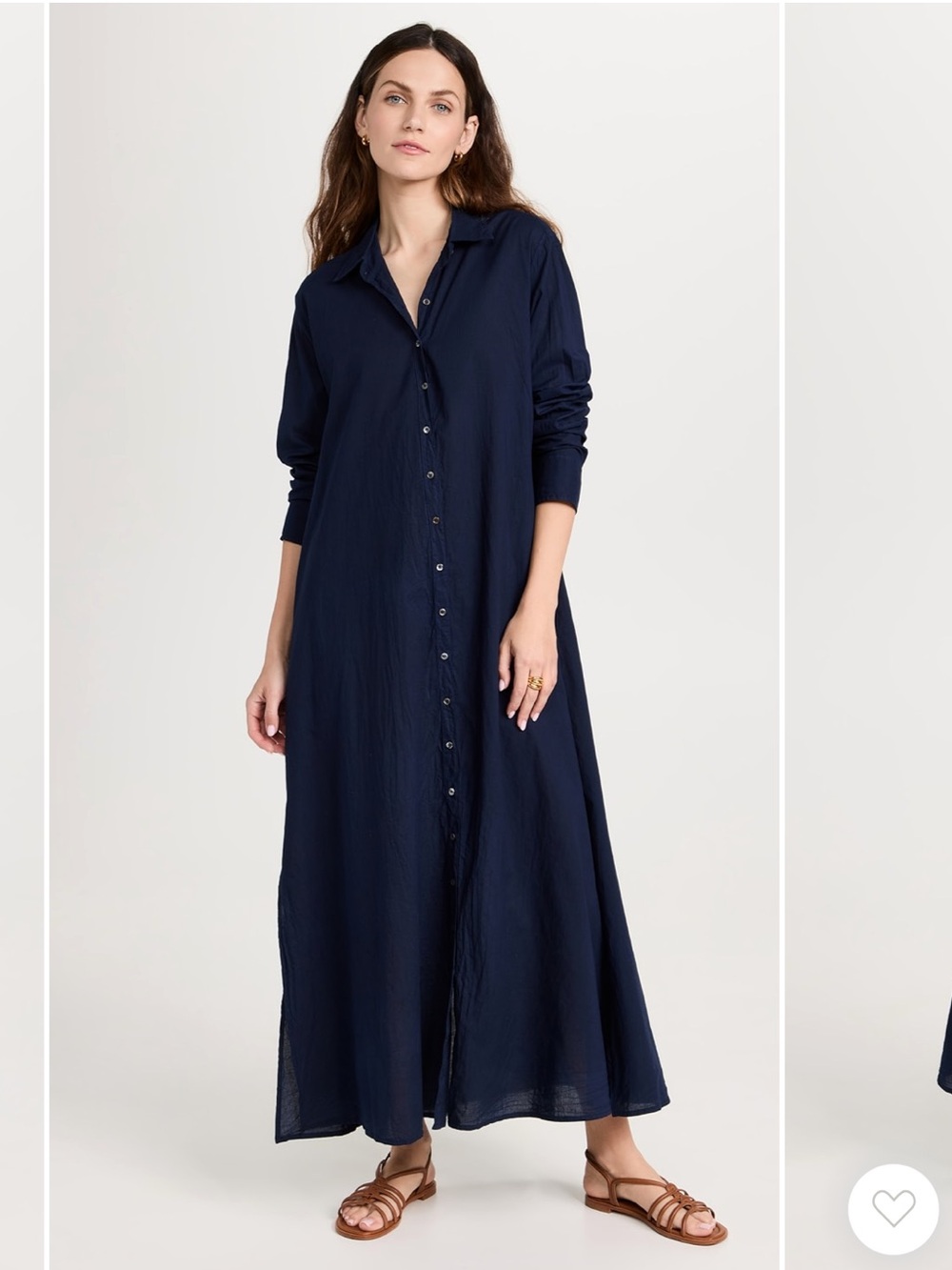 XiRENA Navy Button-Front Maxi Shirt Dress